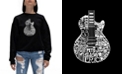 LA Pop Art Women's Word Art Rock Guitar Head Crewneck Sweatshirt